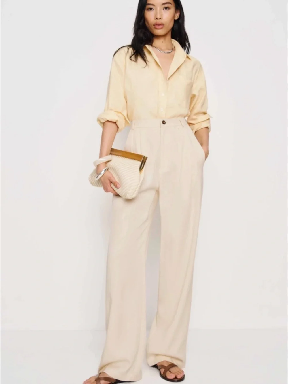 Reformation Mason Linen Pant 2P oatmeal